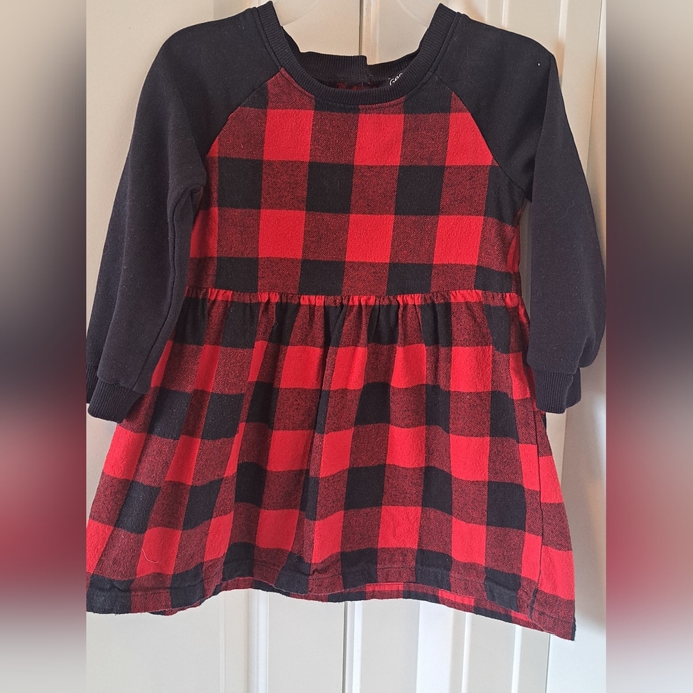 EUC George Toddler Girl's Plaid Red and Black Dress
